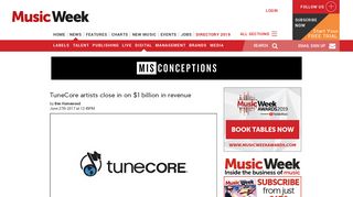 TuneCore artists close in on $1 billion in revenue - Music Week