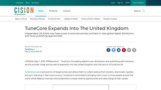 TuneCore Expands Into The United Kingdom - PR Newswire