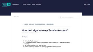 How do I sign in to my TuneIn Account?
