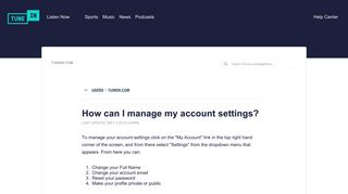 How can I manage my account settings? - TuneIn