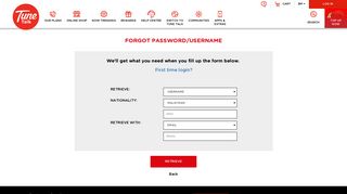 forgot password/username - Tunetalk