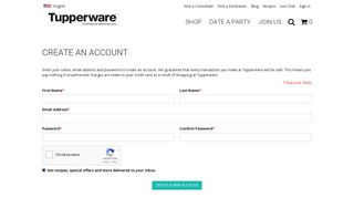 Create New Customer Account - Tupperware