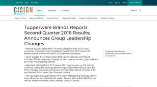 Tupperware Brands Reports Second Quarter 2018 Results ...