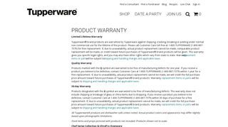 Warranty - Tupperware Tupperware