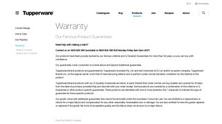 Tupperware - Warranty - Products