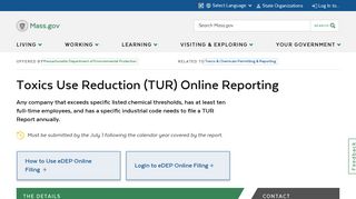 Toxics Use Reduction (TUR) Online Reporting | Mass.gov