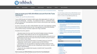 How to access your NHS ePortfolios account from the Turas Dashboard