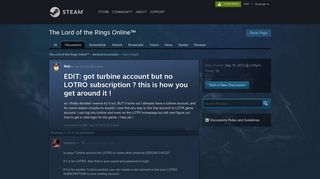 EDIT: got turbine account but no LOTRO subscription ? this is how you ...