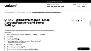 DROID TURBO by Motorola - Email Account Password and Server ...