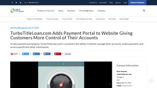 TurboTitleLoan.com Adds Payment Portal to Website Giving ...