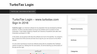 TurboTax Login - www.turbotax.com Sign In 2018