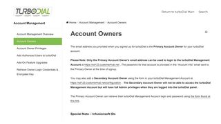 Account Owners – turboDial Support
