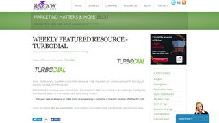 Weekly Featured Resource - TurboDial - Zacaw Enterprises Inc.