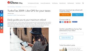 TurboTax 2009: Like GPS for your taxes | The TurboTax Blog