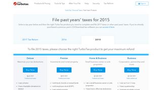 TurboTax® Software - 2015 Tax Preparation for Past Years' Taxes - Intuit