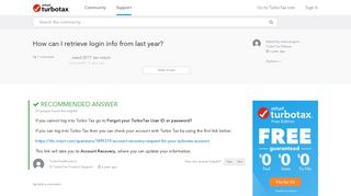 How can I retrieve login info from last year? - TurboTax Support
