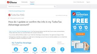 How do I update or confirm the info in my TurboTax Advantage ...