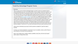 TurboTax® TurboTax Advantage Program Terms
