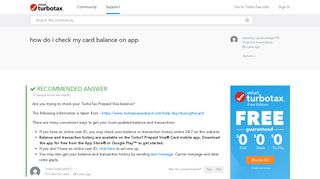 how do i check my card balance on app - TurboTax Support