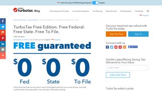 TurboTax Free Edition. Free Federal. Free State. Free To File. | The ...