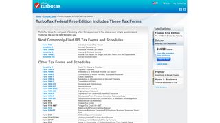 TurboTax® Federal Free Edition - Included Tax Forms - Intuit