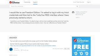 I would like to use Freedom Edition. I'm asked to log in with my ...