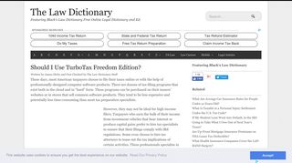 Should I Use TurboTax Freedom Edition? - Black's Law Dictionary