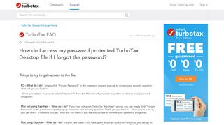 How do I access my password protected TurboTax Desktop file if I ...