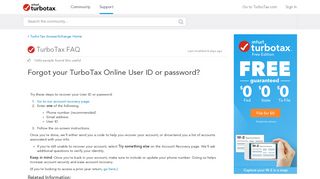 Forgot your TurboTax - TurboTax® Support - Get Help Using TurboTax