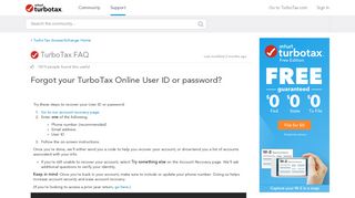 Forgot your TurboTax Online User ID or password? - TurboTax ...