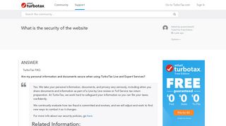 What is the security of the website - TurboTax® Support - Get Help ...
