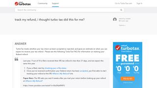 track my refund, i thought turbo tax did this for me? - TurboTax ...