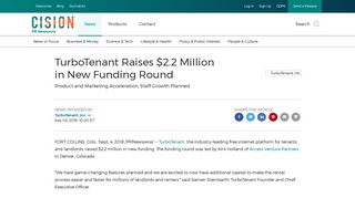 TurboTenant Raises $2.2 Million in New Funding Round - PR Newswire