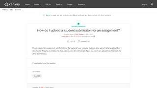 How do I upload a student submission for an ass... | Canvas LMS ...