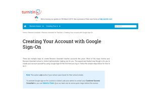 Creating Your Account with Google Sign-On - Guides.turnitin.com