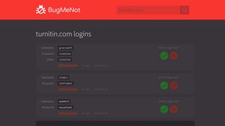 turnitin.com passwords - BugMeNot