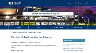 Turnitin : Submitting your work online – IT Services - University of Derby