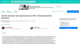 (PDF) Turnitin Adoption and Application at a HEI: A Developmental ...