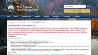 Create an E-ZPass Account - West Virginia Department of Transportation