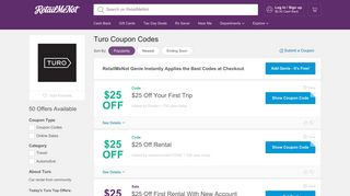 $25 Off Turo Coupon, Promo Codes - RetailMeNot