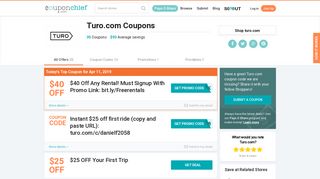 Turo.com Promo Codes- Save $92 w/ Feb. 2019 Deals, Coupon Codes