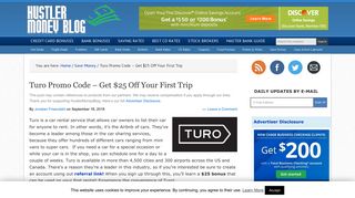 Turo Promo Code - Get $25 Off Your First Trip - Hustler Money Blog