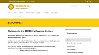 TUSD Employment | Employment - Torrance Unified School District