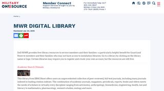 MWR Digital Library - Military OneSource Member Connect