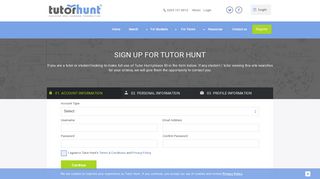 Tutor Hunt - Register as a Tutor or Student
