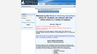 Peninsula College - Welcome to eTutoring.org