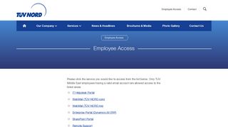 Employee Access - Top Menu Links | TÜV Middle East - TUV Nord