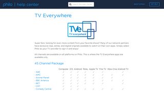 TV Everywhere – Philo Help Center