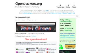 TV Chaos UK (TVCUK) - Private Torrent Trackers & File Sharing