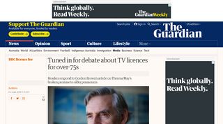 Tuned in for debate about TV licences for over-75s | Letters | Media ...